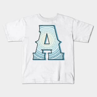 Blue and white mandala in alpha A Kids T-Shirt
